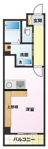プラザ四天王(1K/2階)の間取り写真