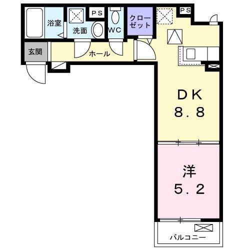 メゾンルミネ 中町(1LDK/1階)の間取り写真