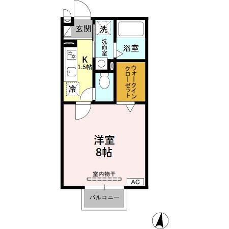 ウィルモアK・II(1K/2階)の間取り写真