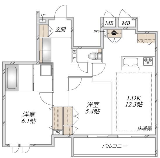 デルニエール(2LDK/2階)の間取り写真