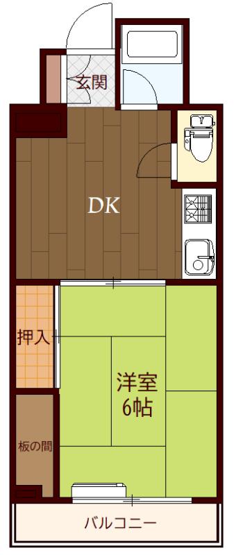 リバーサイドFK(1DK/6階)の間取り写真