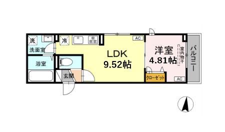 グラナーデ神明(1LDK/3階)の間取り写真