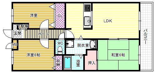 ヴェルジュ萌樹(3LDK/1階)の間取り写真