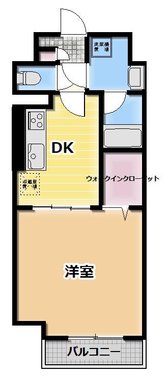 YZ LUCAO(1DK/2階)の間取り写真
