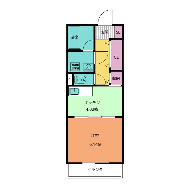ロイヤルパーク多摩川(1DK/4階)の間取り写真