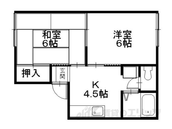 レイクヒルズ彦根(2K/1階)の間取り写真