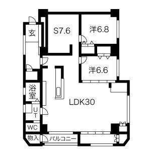 愛宕橋マンションファラオ(2LDK/8階)の間取り写真