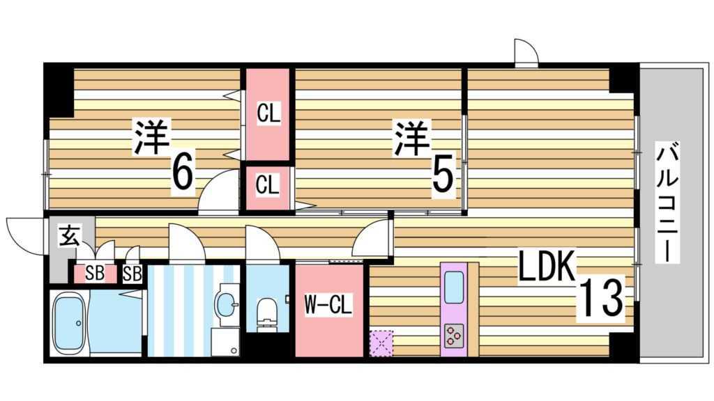 ベイビュー(2LDK/1階)の間取り写真