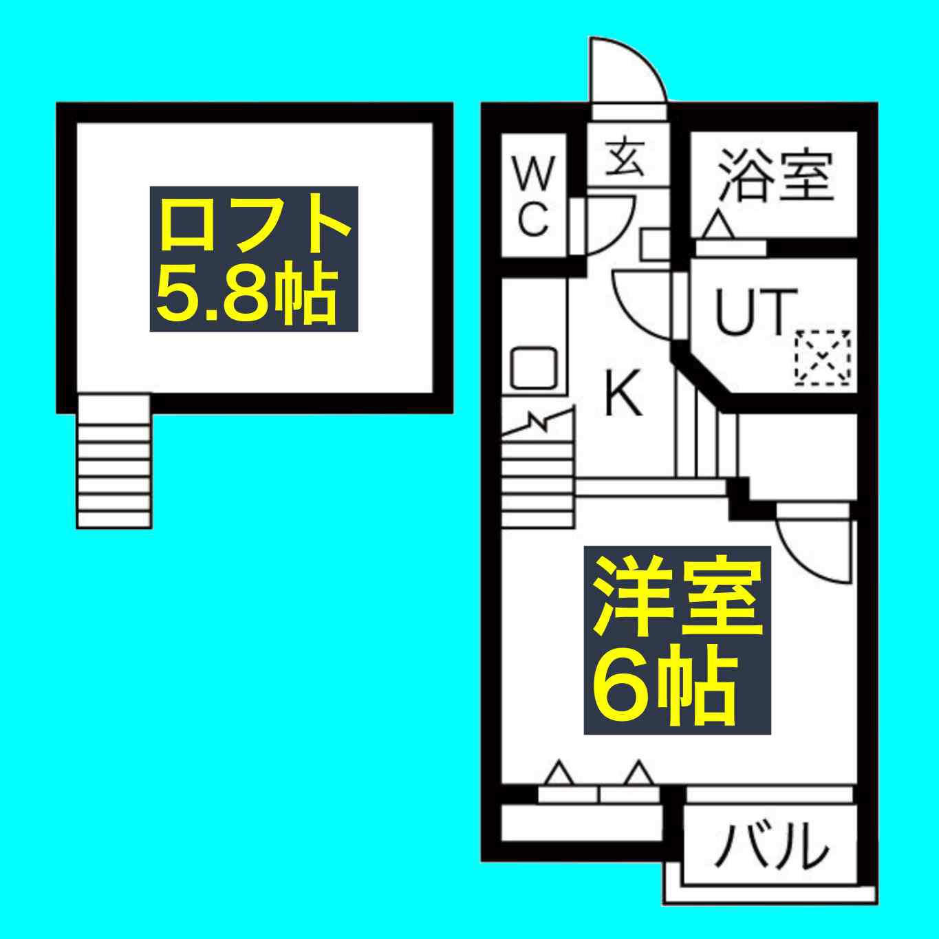 CREO八田参番館(1K/2階)の間取り写真