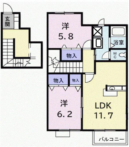 FORESTHILLS(2LDK/2階)の間取り写真