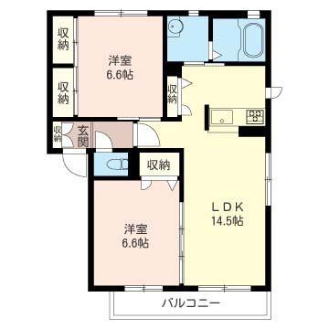 メゾン・ルーチェB(2LDK/1階)の間取り写真
