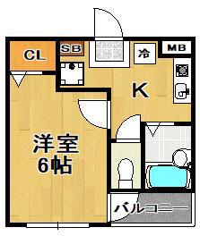 パステージ大正(1K/3階)の間取り写真
