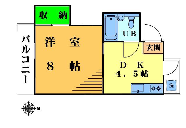 ファミールタック(1DK/2階)の間取り写真