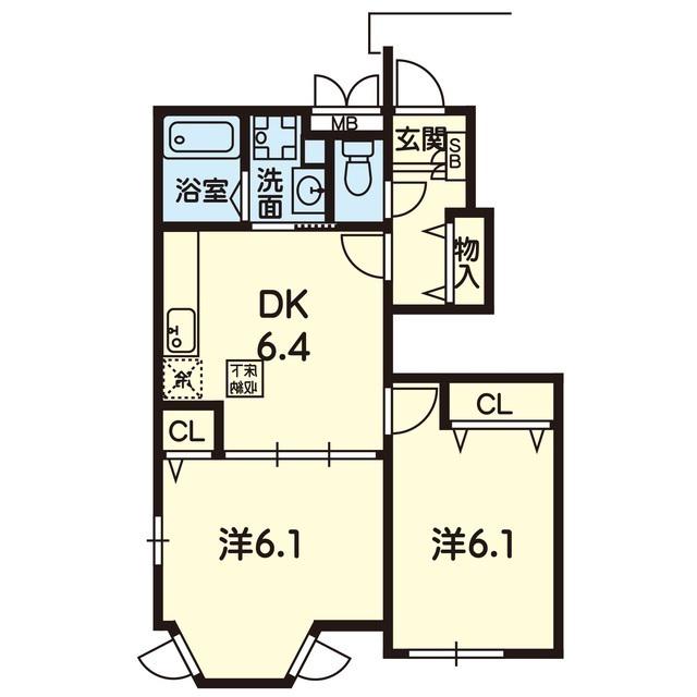 パークハイツ(2DK/1階)の間取り写真