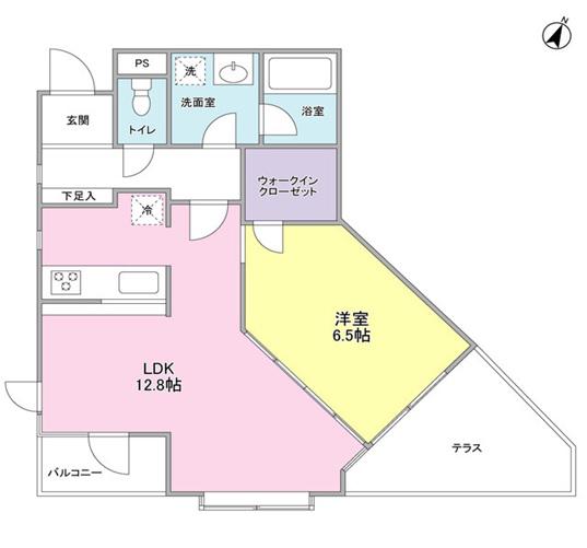 21°DE南平台(1LDK/2階)の間取り写真