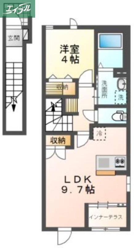 コーポレーヴ高松I(1LDK/2階)の間取り写真