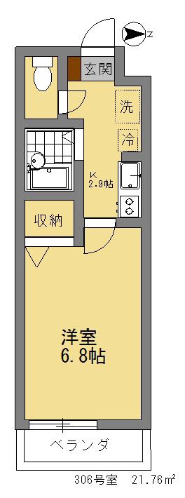 フラッツ・コーシン(1K/3階)の間取り写真