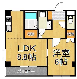ソレイユ段上(1LDK/2階)の間取り写真