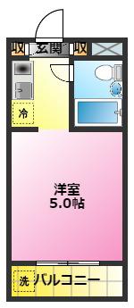 スカイコート元住吉第2(ワンルーム/1階)の間取り写真