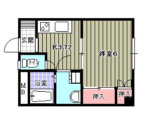 グリーンハイツ(1K/2階)の間取り写真