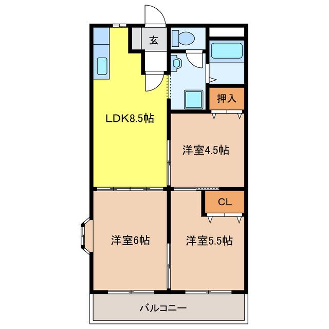 ワンニャンテラス(3LDK/1階)の間取り写真