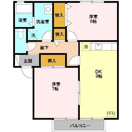 ロイヤルガーデンMA/B(2DK/2階)の間取り写真