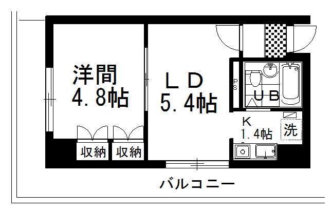 釧路共栄マンションズ(1LDK/10階)の間取り写真