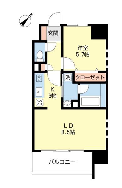 ADORATION(1LDK/6階)の間取り写真
