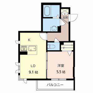 シャーメゾン南茨木(1LDK/2階)の間取り写真