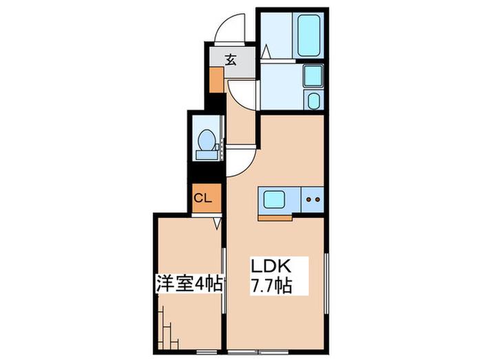 リーブルファイン相模原共和II(1LDK/1階)の間取り写真