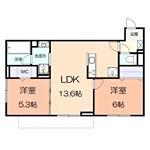 ルオント(2LDK/1階)の間取り写真