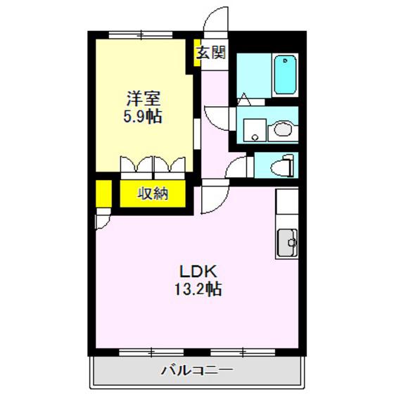 ドリームヒル(1LDK/1階)の間取り写真