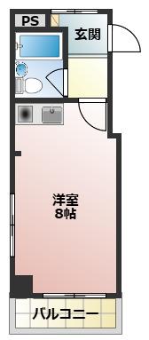 アイゼル石巻I(ワンルーム/2階)の間取り写真