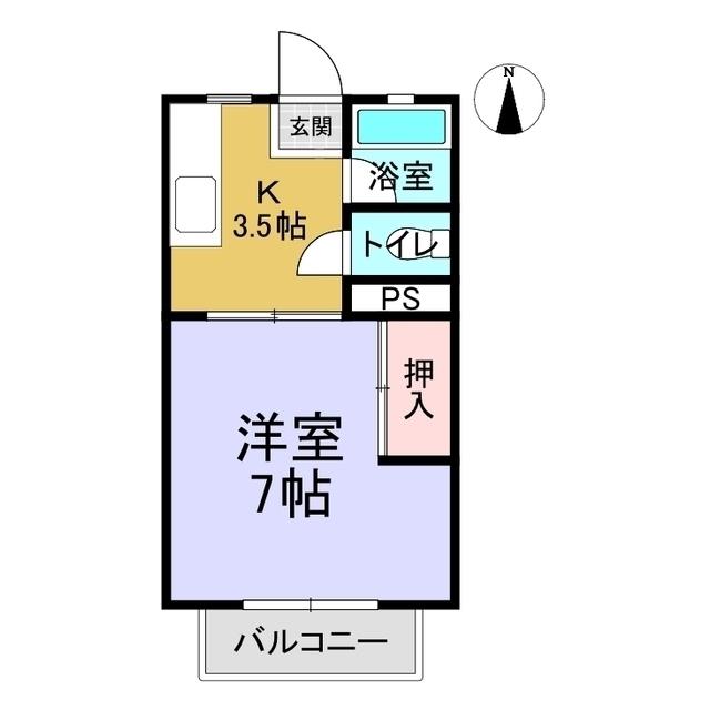 第1永瀬ハイツ(1K/2階)の間取り写真