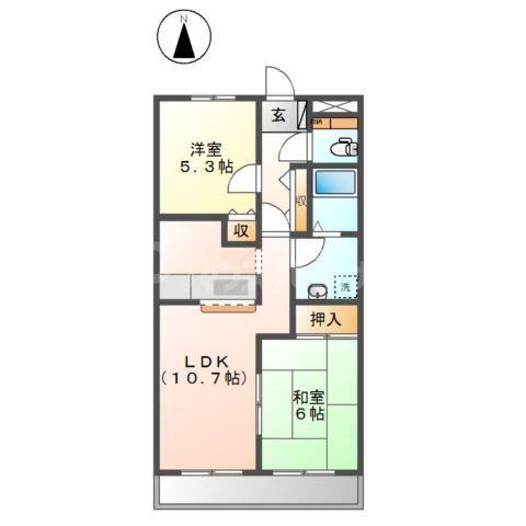 グランディール(2LDK/3階)の間取り写真