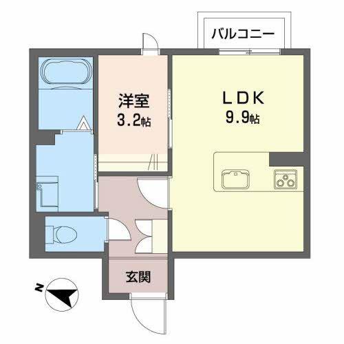 ランペドゥーサ燕(1LDK/1階)の間取り写真