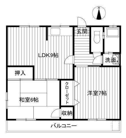 ヴィラージュシンワ(2LDK/2階)の間取り写真