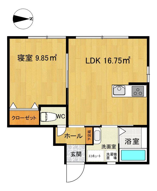 CALME C(1LDK/1階)の間取り写真
