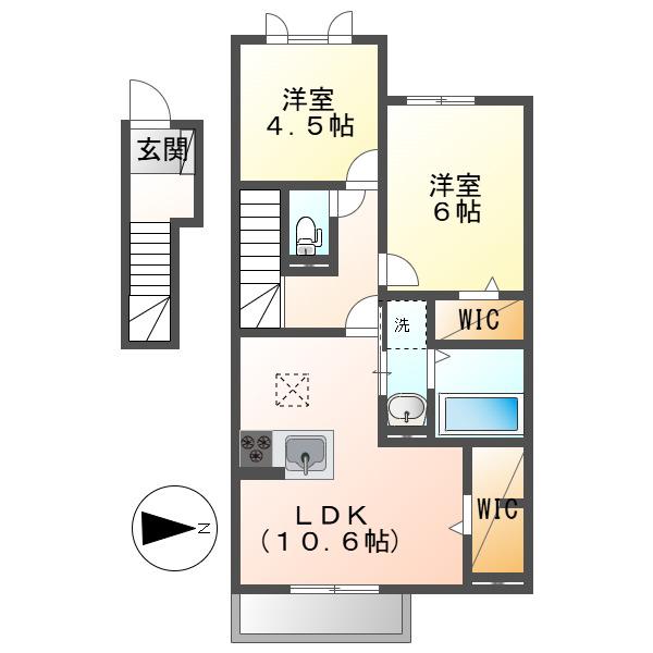 エトワリア(2LDK/2階)の間取り写真