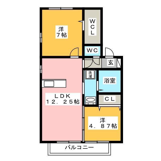 リヴェール(2LDK/1階)の間取り写真