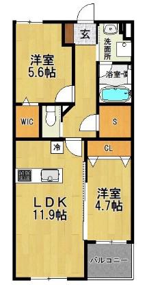 LEO CRISE(2LDK/4階)の間取り写真