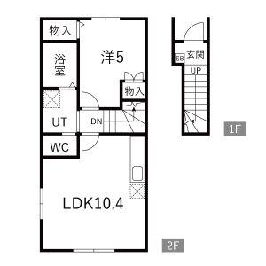 EQUUS D棟(1LDK/2階)の間取り写真
