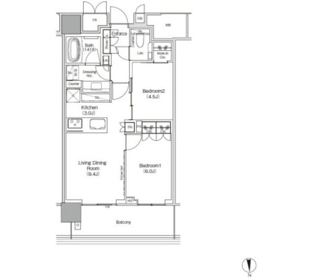 JIYUGAOKA MUSE SQUARE THE RESIDENCE(2LDK/8階)の間取り写真