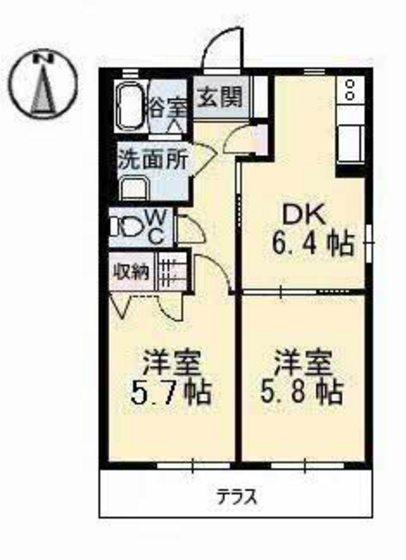 メゾン・アンジュB棟(2DK/1階)の間取り写真
