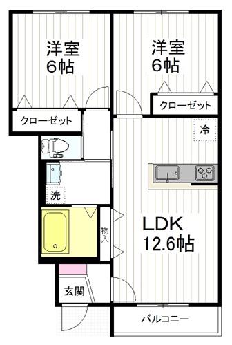 ハヤシハイツ(2LDK/1階)の間取り写真