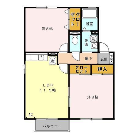 セピアコート大松(2LDK/2階)の間取り写真