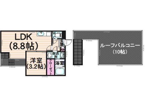 グランティックジリオ高宮(1LDK/2階)の間取り写真