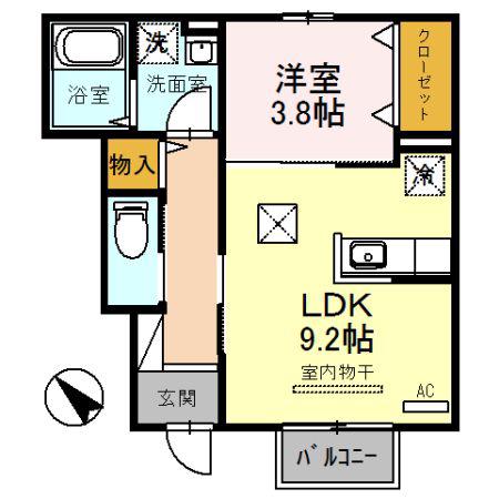 アプリコット潮音(1LDK/1階)の間取り写真