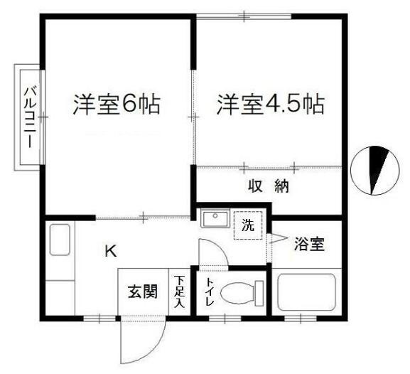 SUNCITY中村(2K/2階)の間取り写真