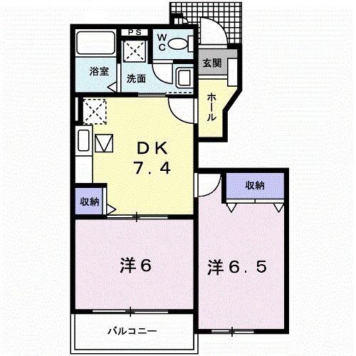 ベルハウス(2DK/1階)の間取り写真